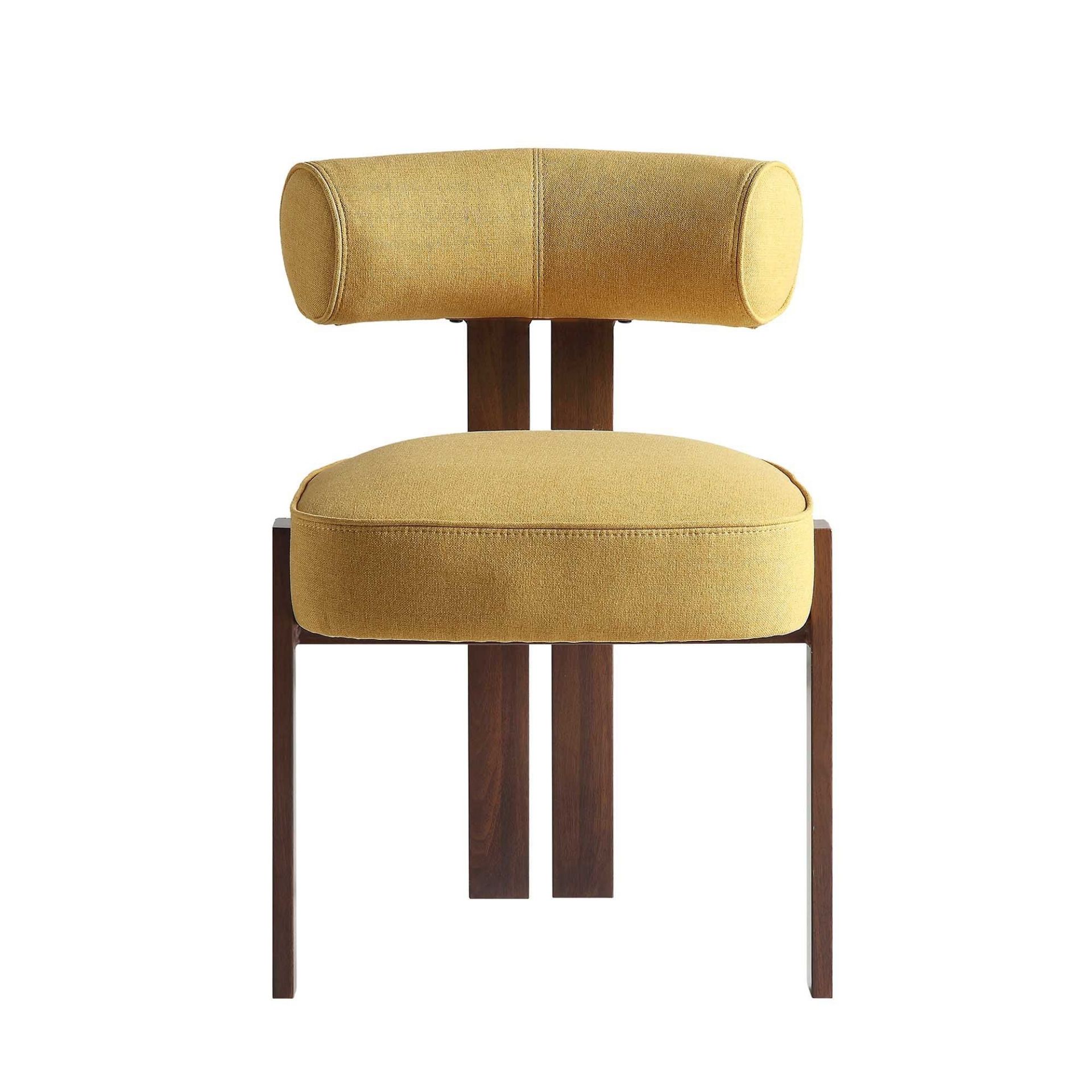 Ophelia Honey Gold Fabric Dining Chair. - R14. RRP £199.99. Upholstered with beautiful yellow fabric