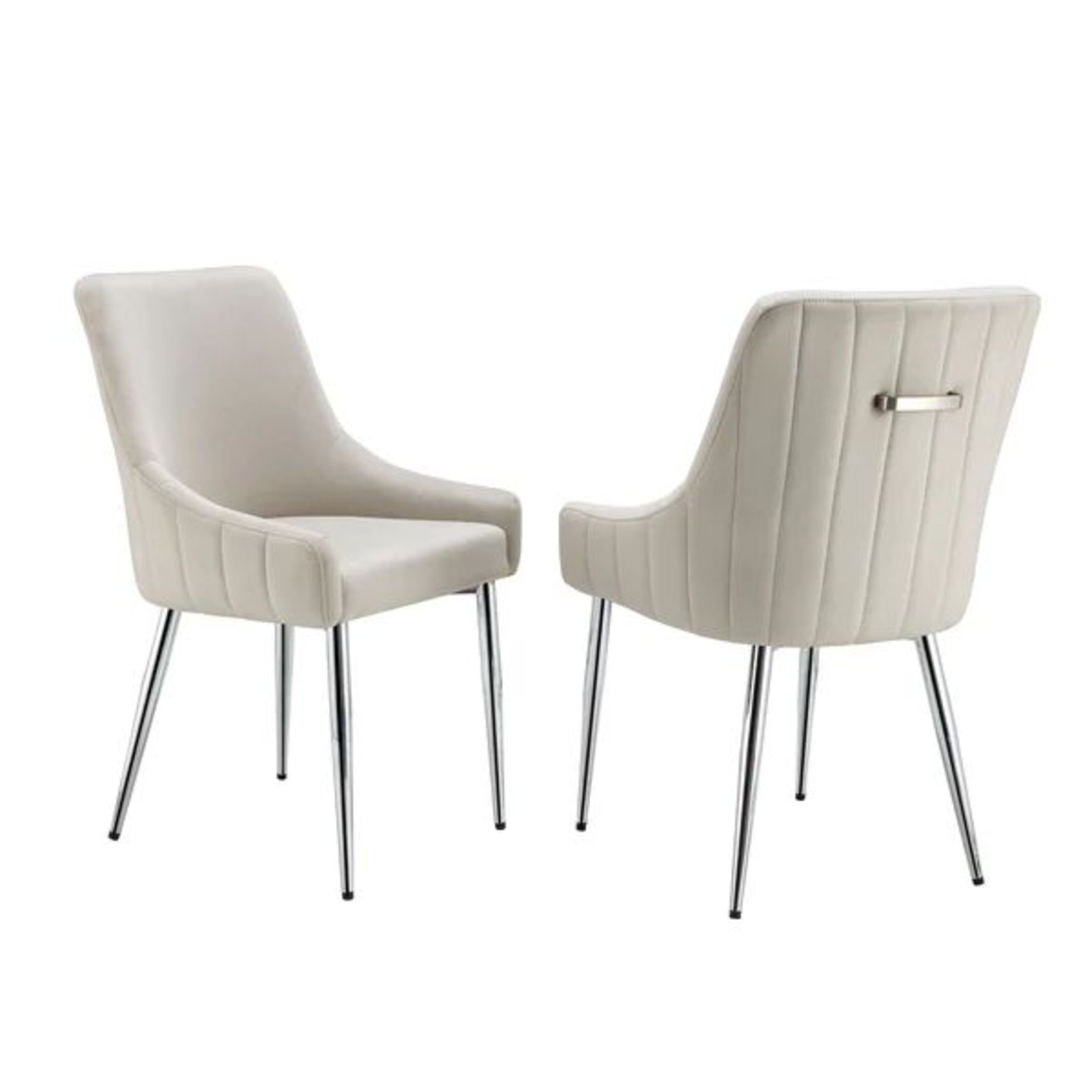 Garnet Set of 2 Champagne Velvet Upholstered Dining Chairs with Back Handle. -R14. RRP £309.99. - Image 2 of 2