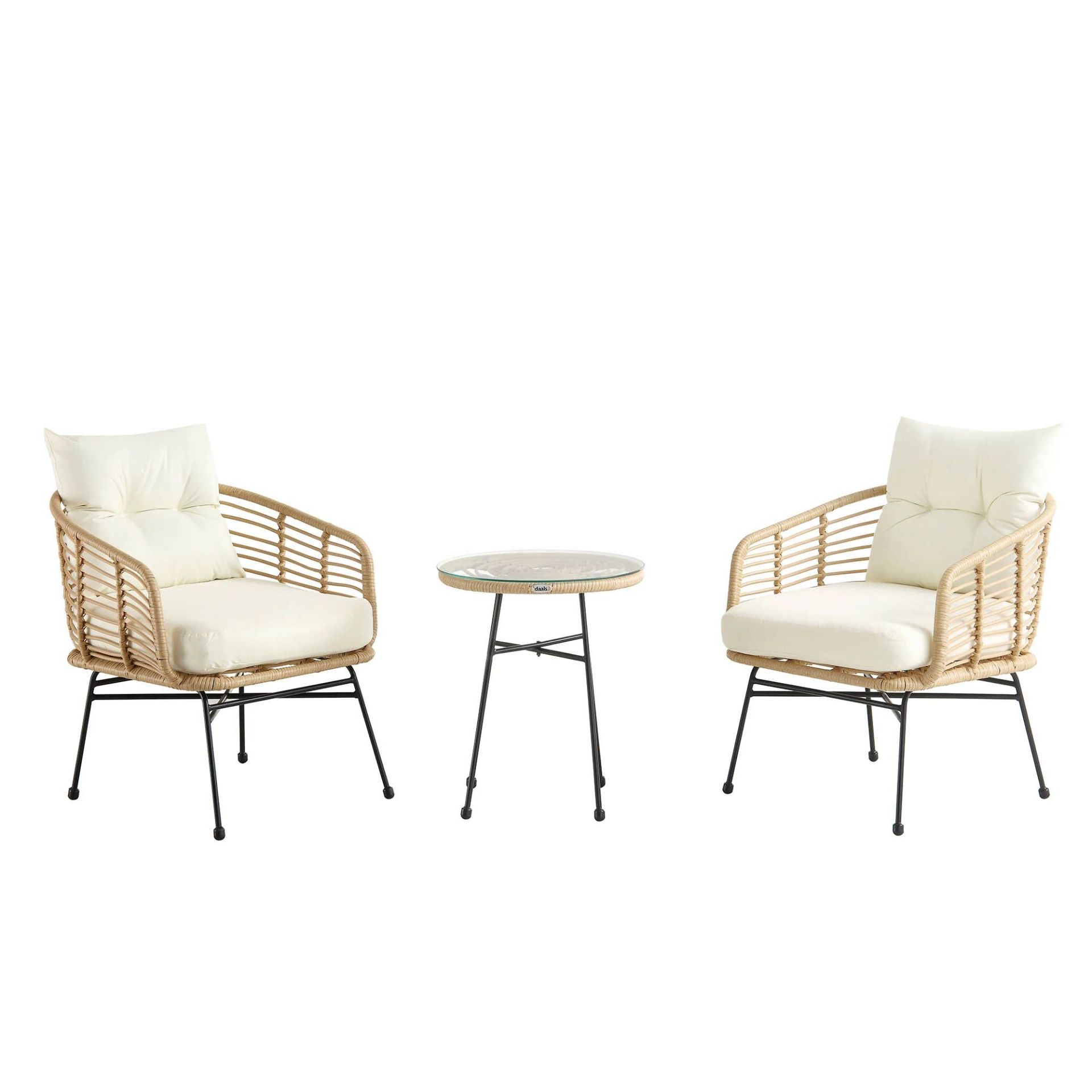 St Loy Natural Rattan Bistro Set with Table - R14. RRP £499.99. Made from handwoven rattan effect PE - Bild 2 aus 2
