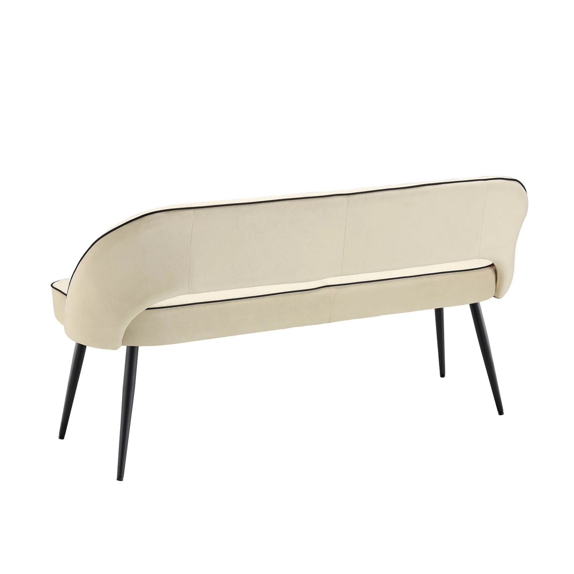 Oakley Champagne Velvet Upholstered 3 Seater Dining Bench with Contrast Piping. - R14. RRP £299. - Bild 2 aus 2