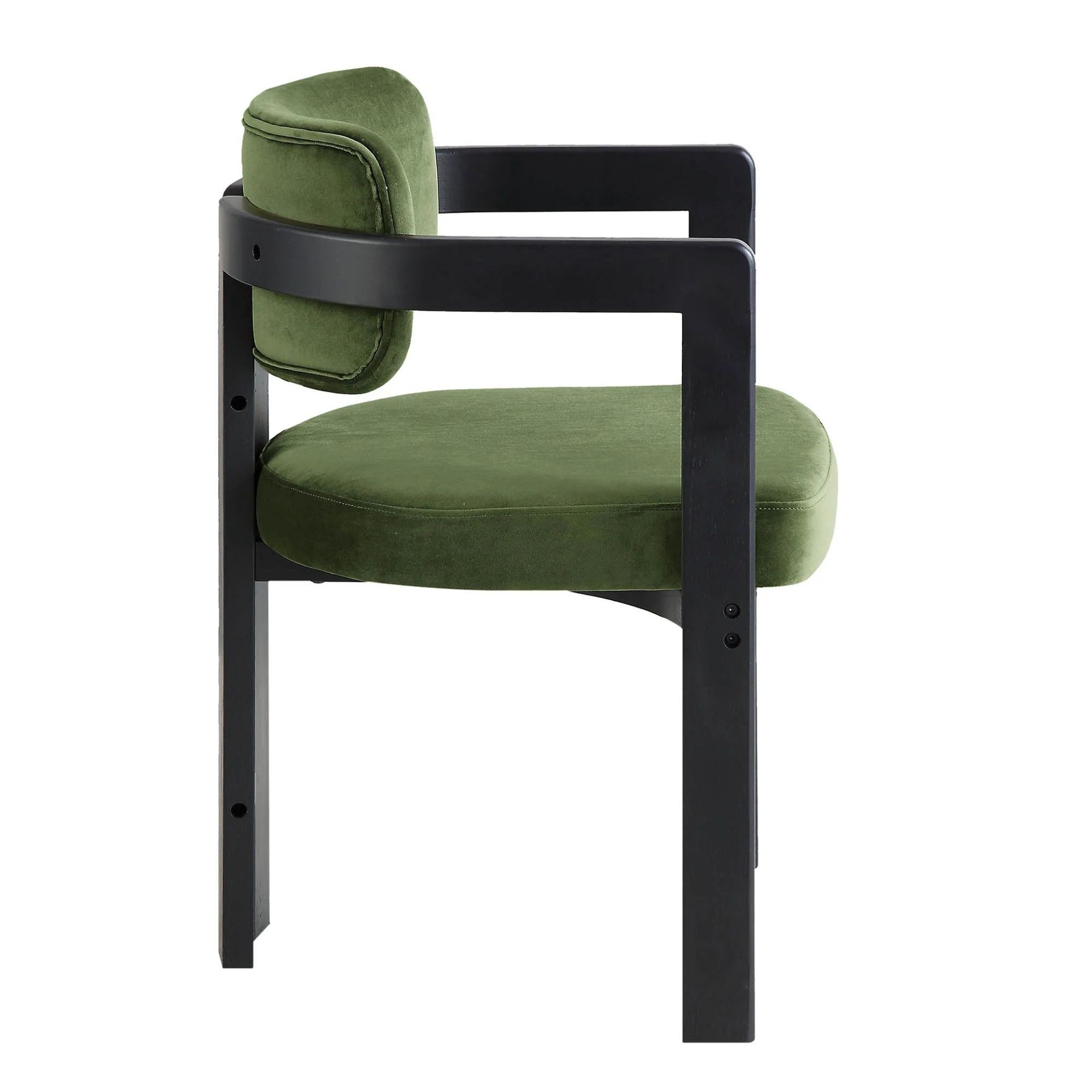 Stanford Curved Oak Frame Upholstered Chair, Moss Green Velvet Black Frame. - R14. RRP £239.99. - Bild 2 aus 2