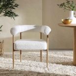 Fulbourn White Boucle Dining Chair with Natural Wood Effect Legs. - R14. RRP £209.99. Well-cushioned