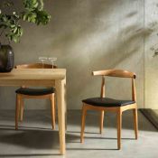 Arley Set of 2 Beech Wood Dining Chairs, Natural and Black. - R14. RRP £289.99. The wood frame is