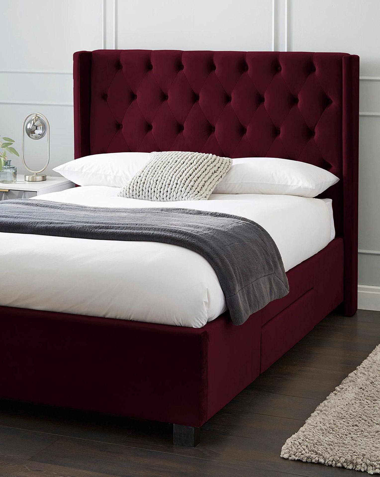 BRAND NEW ALLEGRA Winged Velvet Storage DOUBLE Bed Frame. PORT. RRP £549 EACH. The Allegra