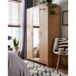 NEW & BOXED DAKOTA 3 Door Mirrored Wardrobe - OAK EFFECT. RRP £299. Part of At Home Collection,