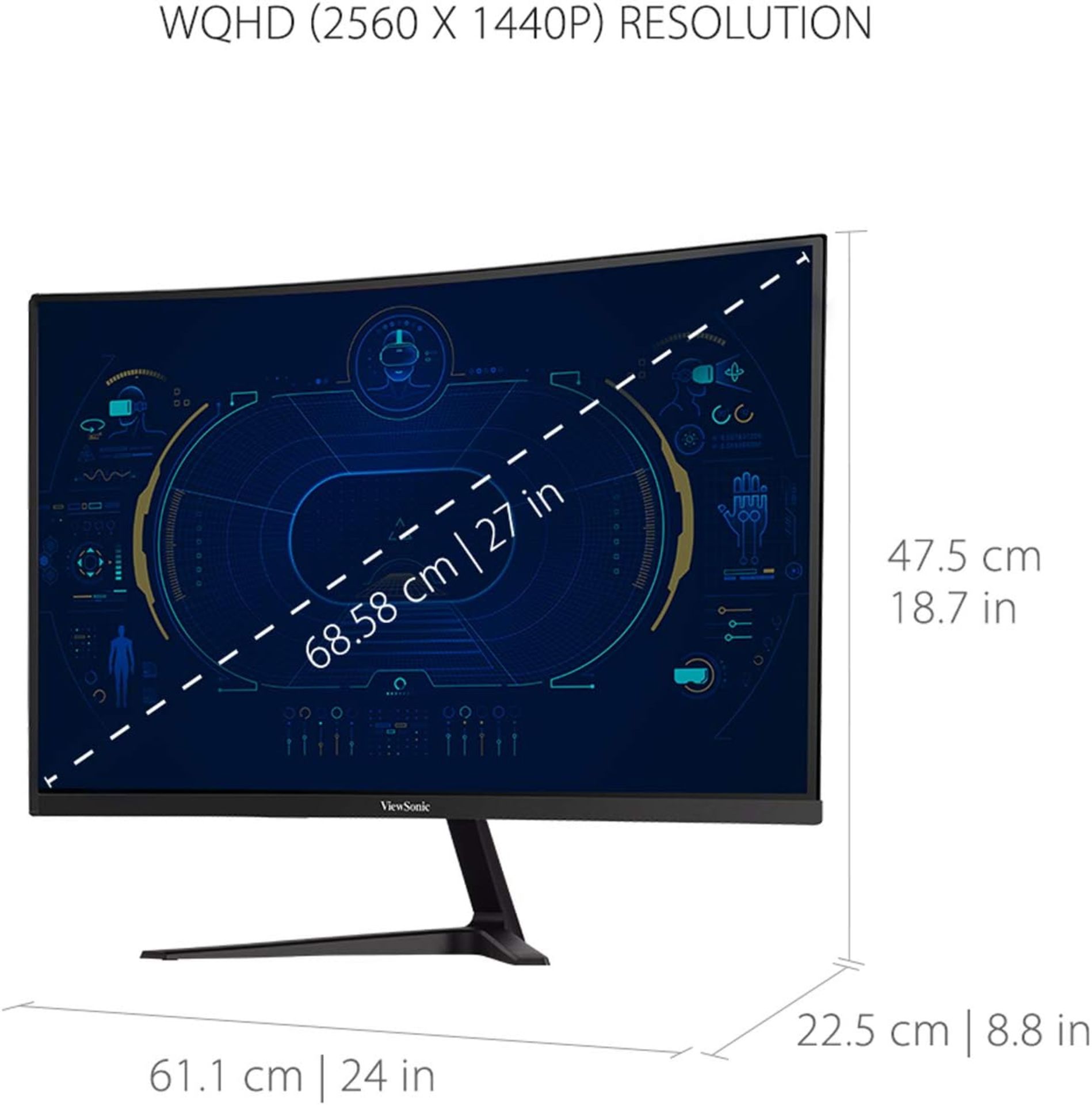 (GRADE A) VIEWSONIC VX2718-2KPC-mhd 27” 165Hz QHD Curved Gaming Monitor. RRP £207. (R8R). With an - Image 5 of 6
