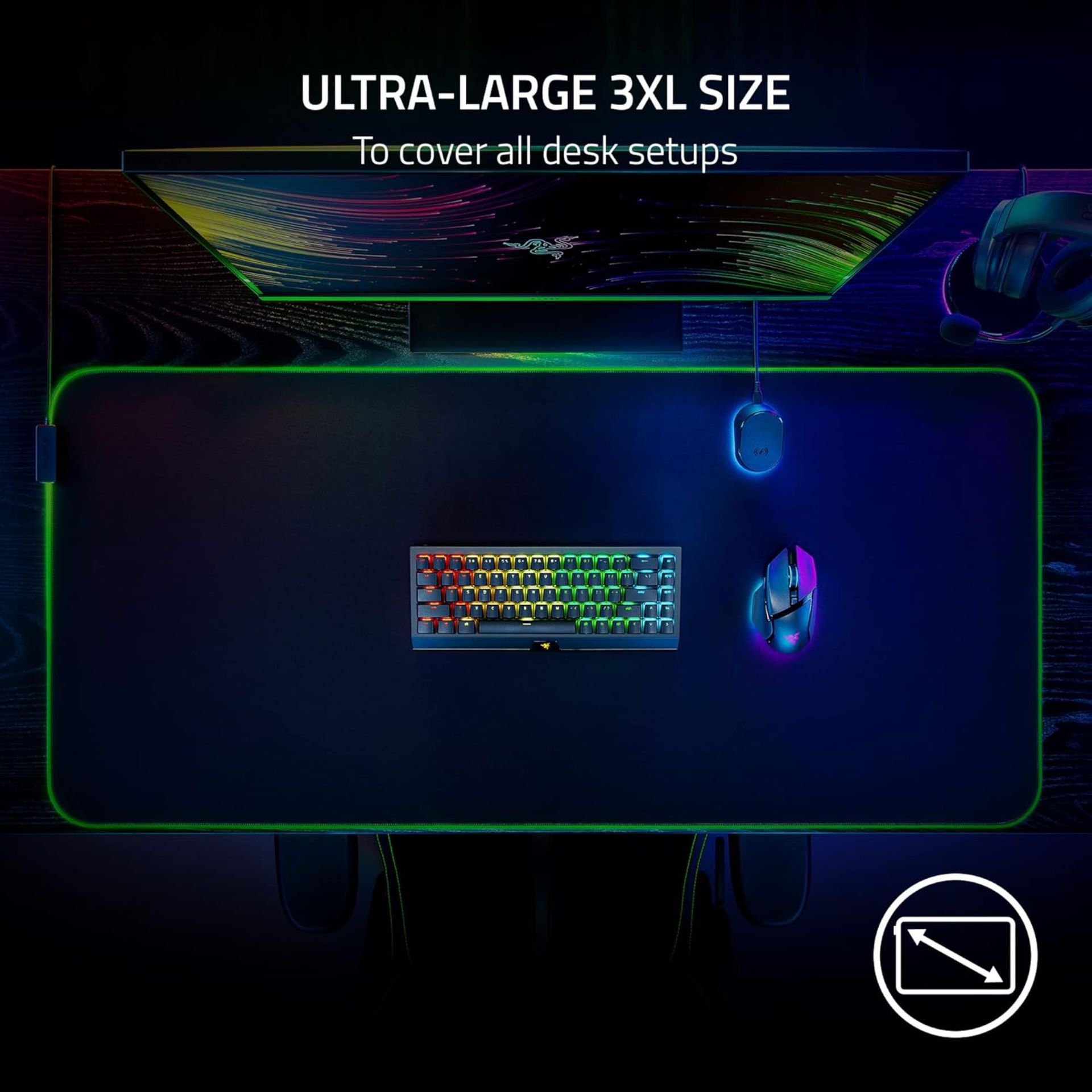 NEW & BOXED RAZER Goliathus Chroma 3XL Soft Gaming Mouse Mat. RRP £126.99. Micro-Textured Cloth - Image 3 of 6