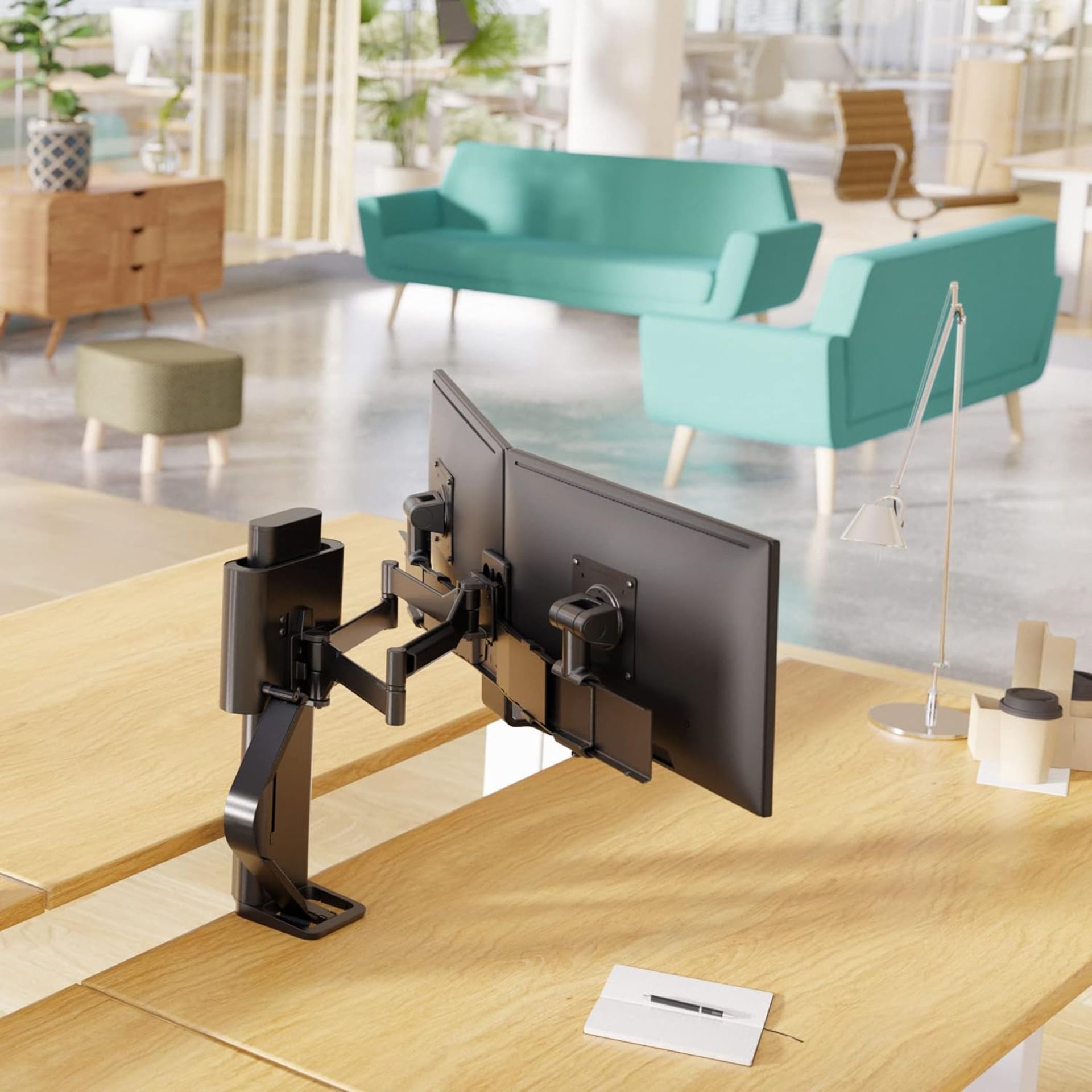 NEW & BOXED ERGOTRON Trace Dual Monitor Arm, VESA Desk Mount. RRP £417. for 2 Monitors Up to 27 - Image 4 of 8