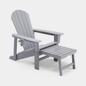 Grey Garden Chair with Footstool - ER29