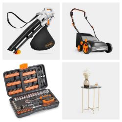 Tools and Outdoor Sale to include: Leaf blowers, Grass Trimmers, Fire pits, Gazebo, Paint Sprayer, Sander, Lawnmowers and much more!