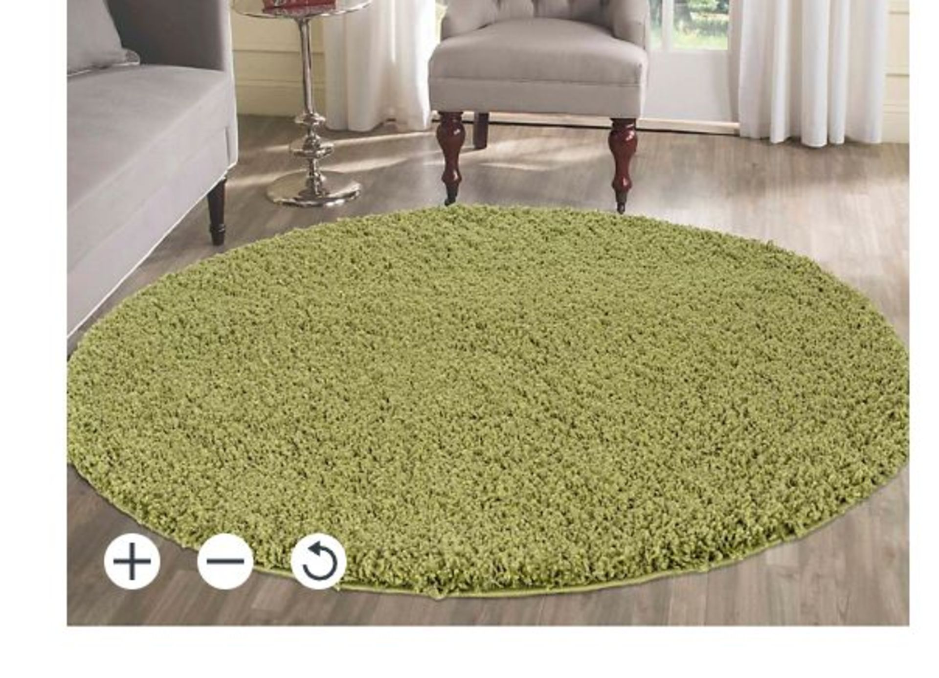 Serdim Rugs Plain Living Room Shaggy Area Rugs Green Round 120x120 cm. - R14.7.