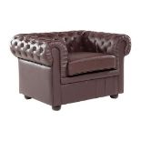 Chesterfield Leather Armchair Brown. - R13a.4. RRP £639.99. A beautiful armchair in brown