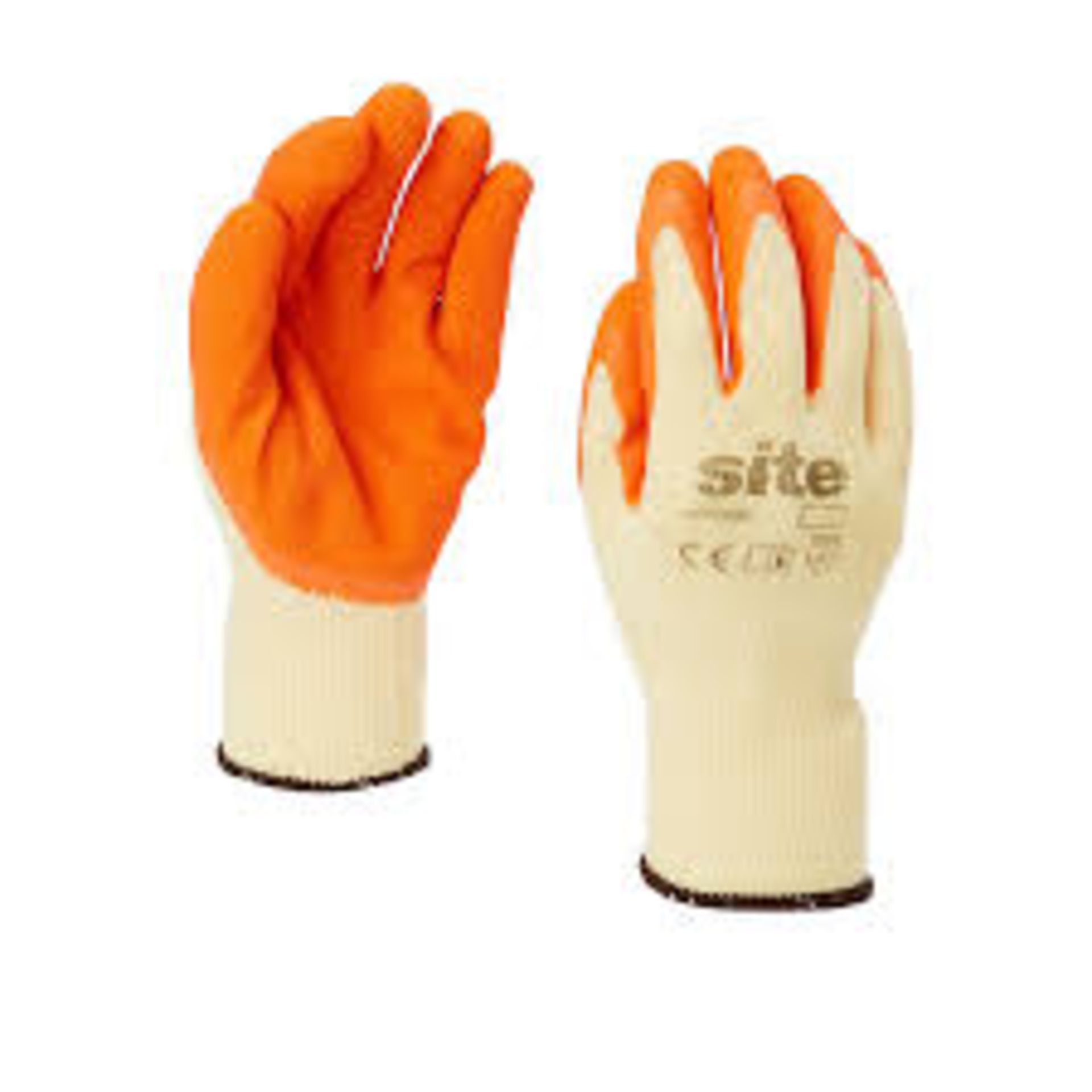 65 Pairs of Site Latex & polycotton blend Orange Gloves. - R13a.10.