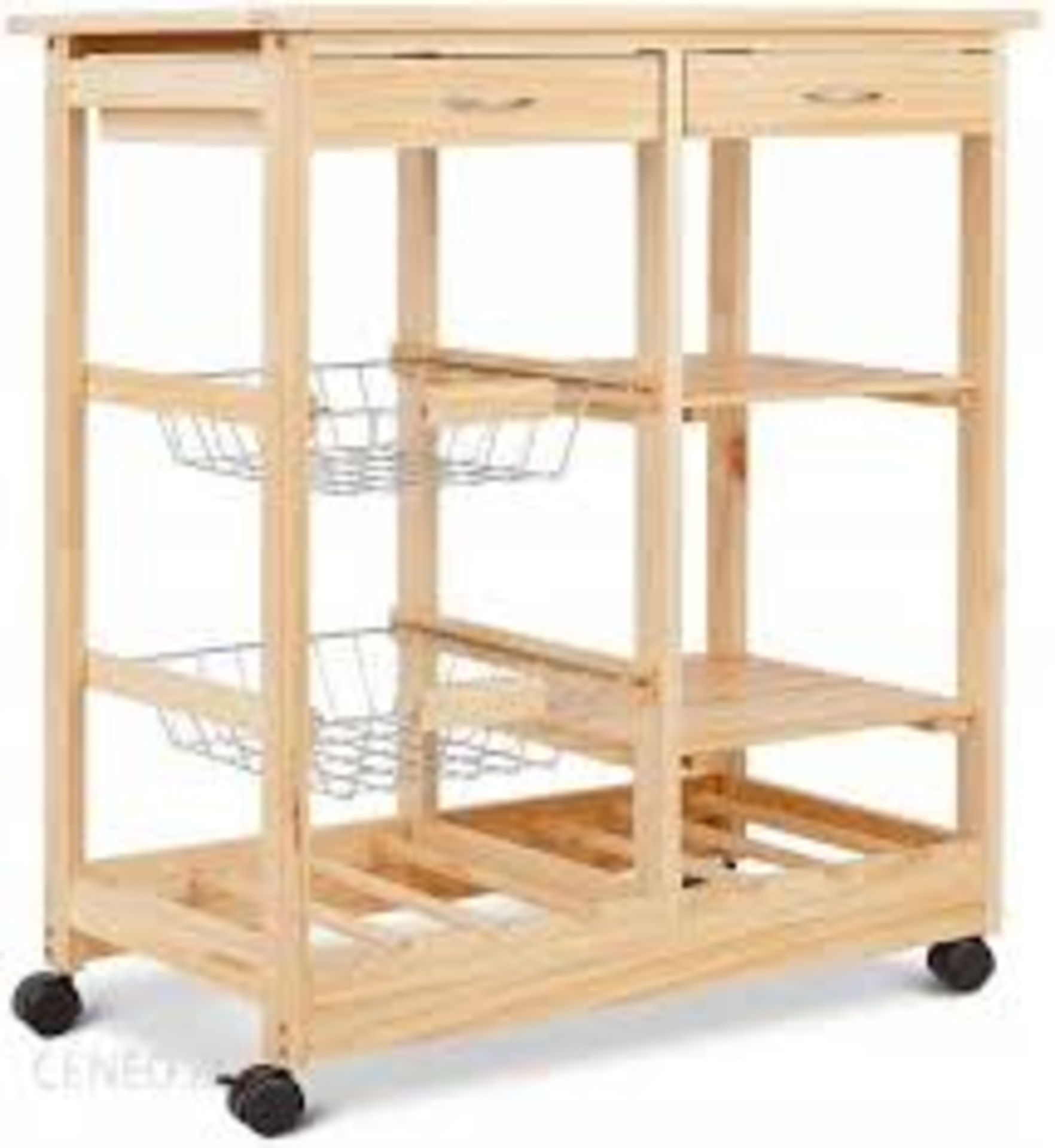 Costway Natural Rolling Wood Kitchen Trolley Cart Island .. - R13a.4