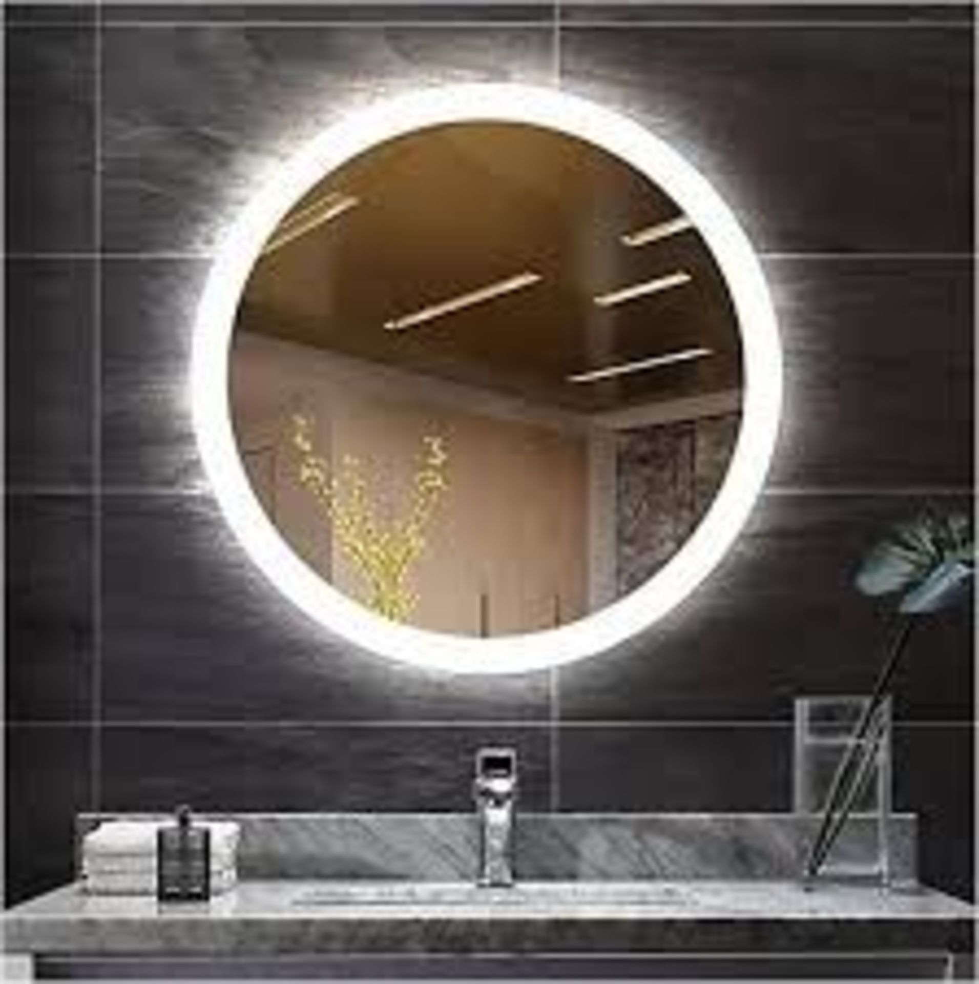 BIZNEST Round Bathroom Led Mirror Lights Illuminated Demister. - R14.7.