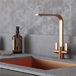 Liquida EB401CP Monobloc Flat Style Modern Dual Lever Copper Mixer Tap. - R14.5.