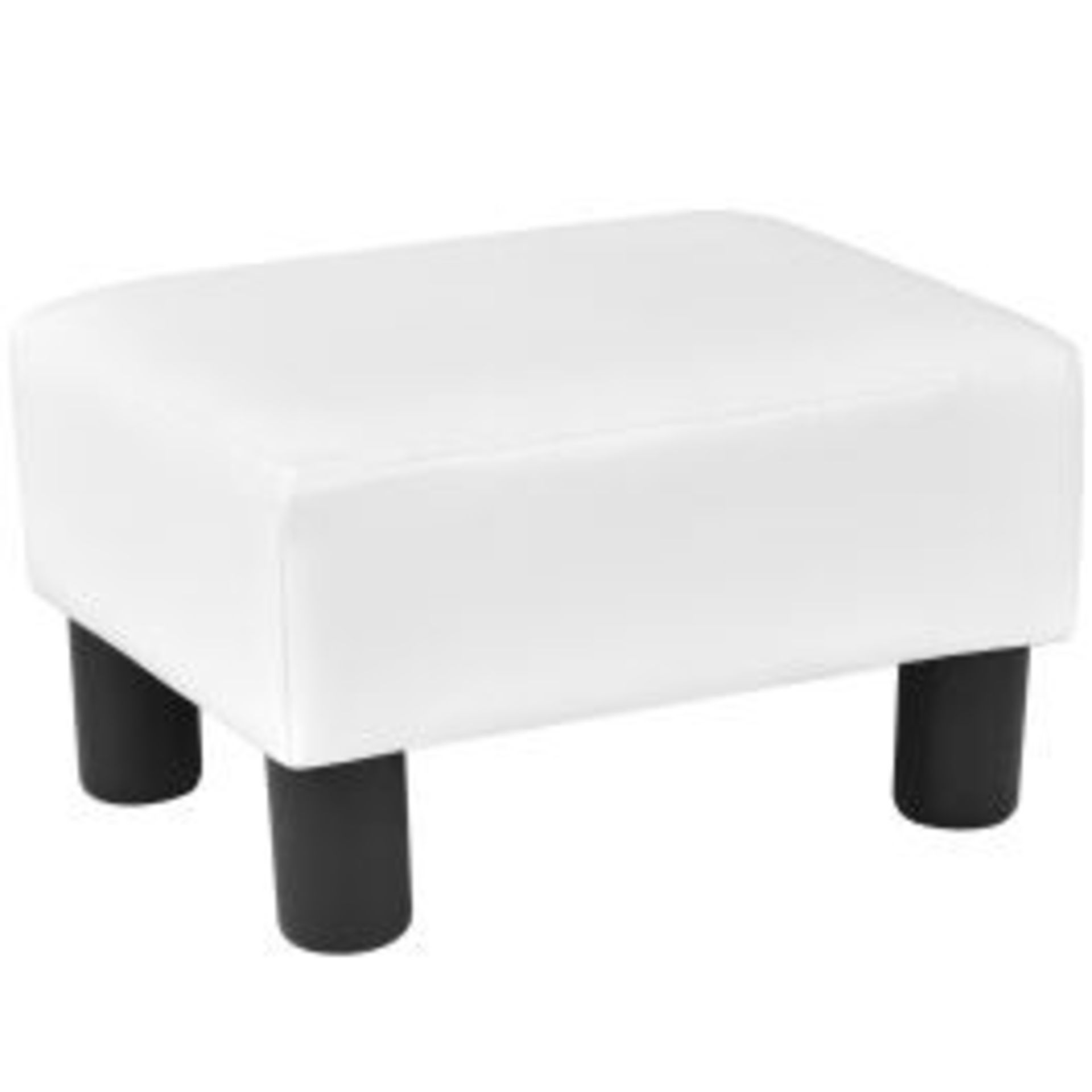 40 cm Rectangle PU Leather Small Footstool Ottoman-White - ER53