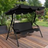Clihome 3-person Black Steel Outdoor Swing in the Porch Swing - ER54