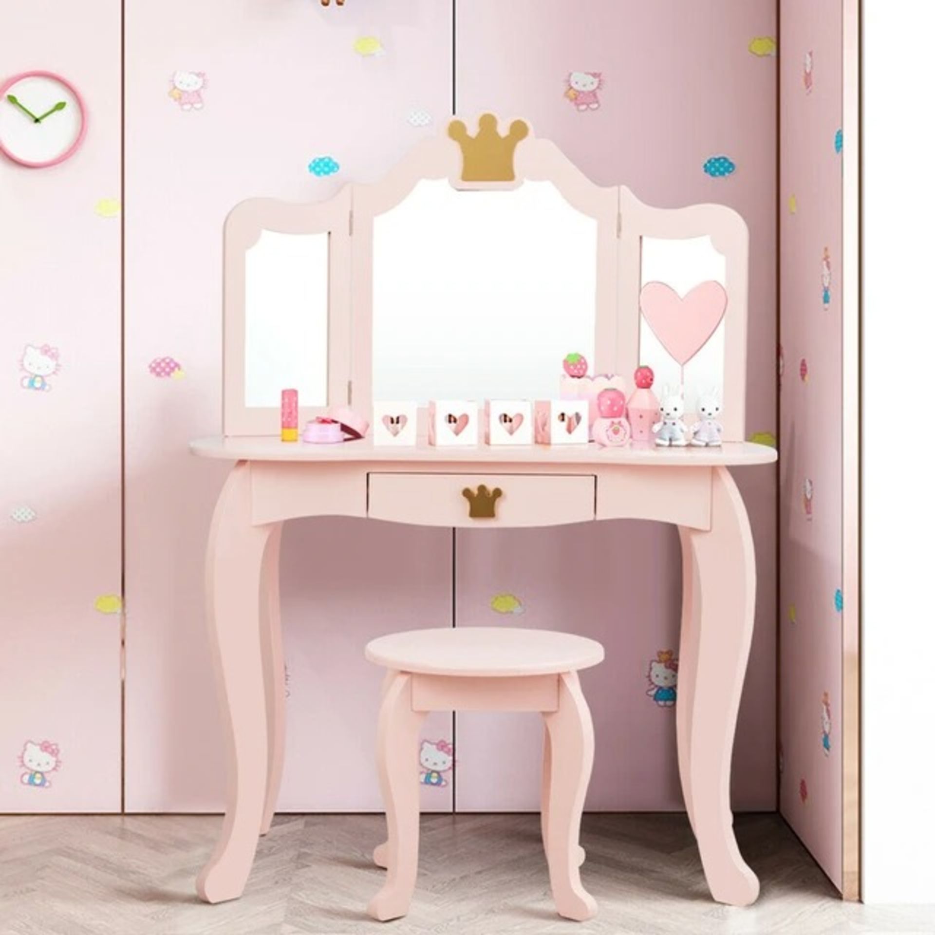 Kids Makeup Dressing Table Chair Set Princess - ER53