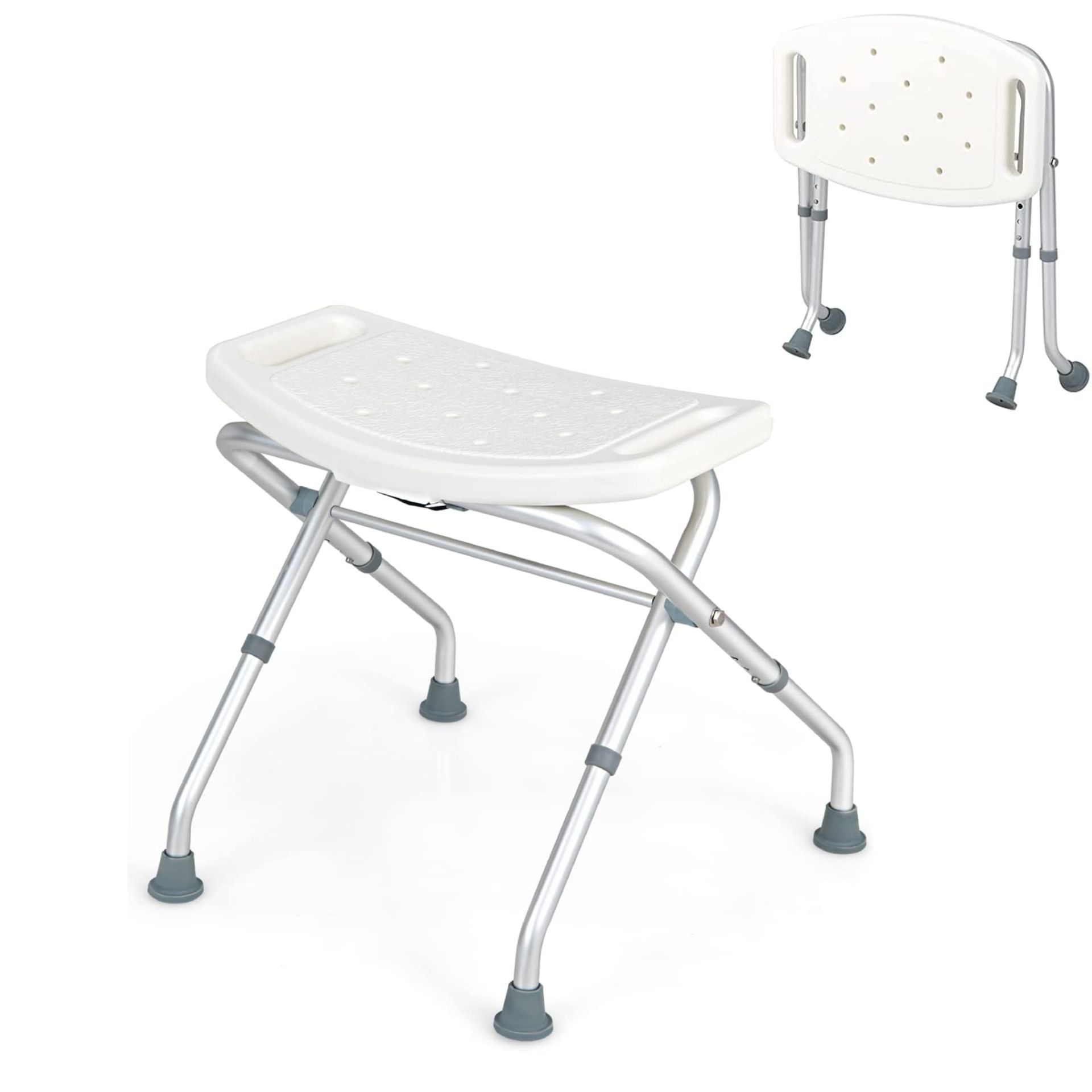 Folding Shower Stool, 3-Level Height Adjustable Bath Chair with Handles - ER53