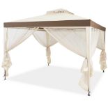 10 in. x 10 in. Beige Canopy Gazebo Outdoor Patio Party/Event Tent - ER53