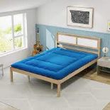 Floor Futon Mattress Medium Firm Thickened Tatami Mat with Carrying Bag-Blue-King Size - ER53