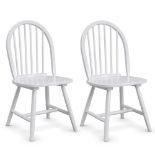 White Vintage Windsor Dining Side Chair Wood Spindleback Kitchen Room - ER53