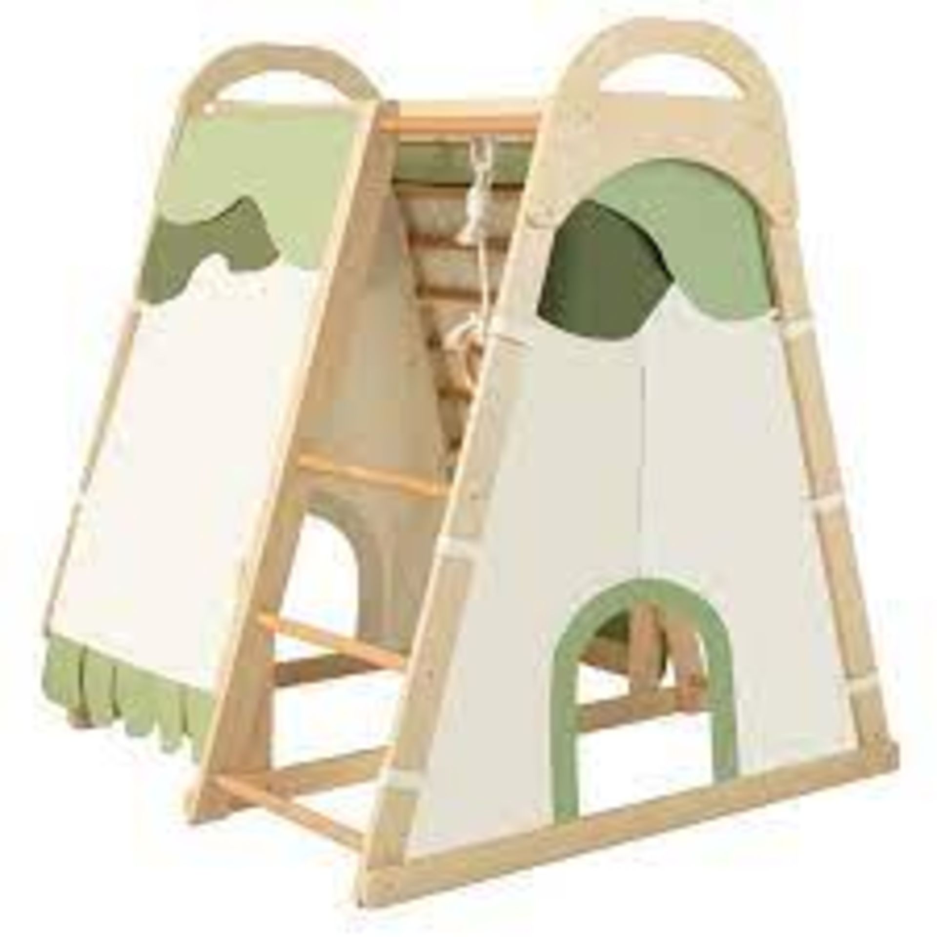 6-in-1 Kids Indoor Playground with Slide for Toddlers over 1 Year Old-Natural - ER54