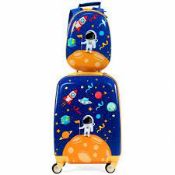 2Pc Kids Luggage Set Rolling Suitcase & Backpack-Navy - ER53