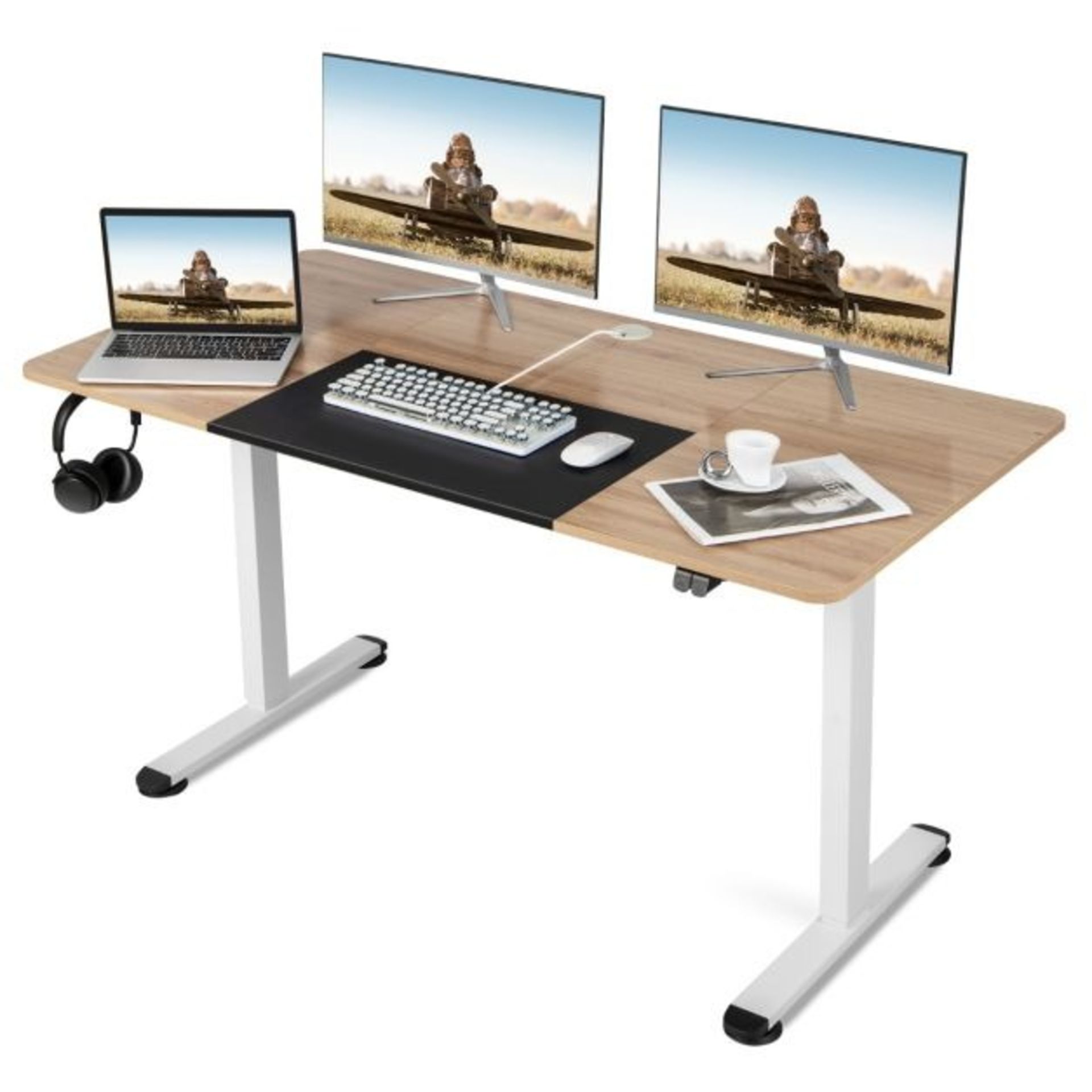 Height Adjustable Home Office Computer Desk with Headphone Hook - ER53
