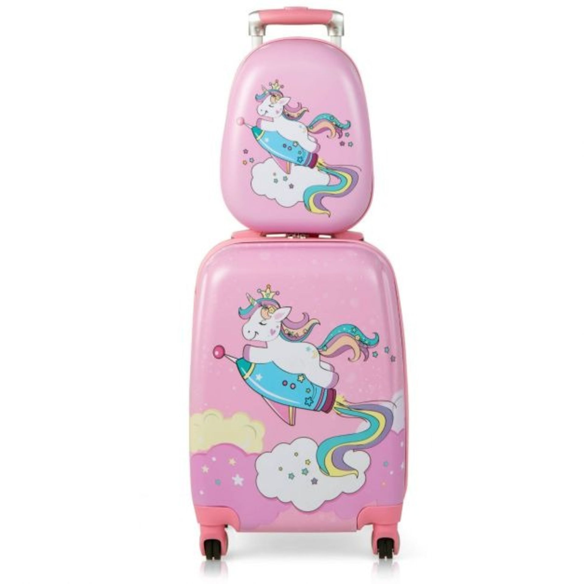 2 Pieces Kids Luggage Set with Spinner Wheels and Unicorn Graphic - ER53