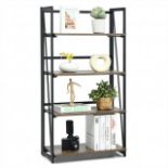 4-Tier Folding Bookshelf Industrial Bookcase Display Shelves - ER54