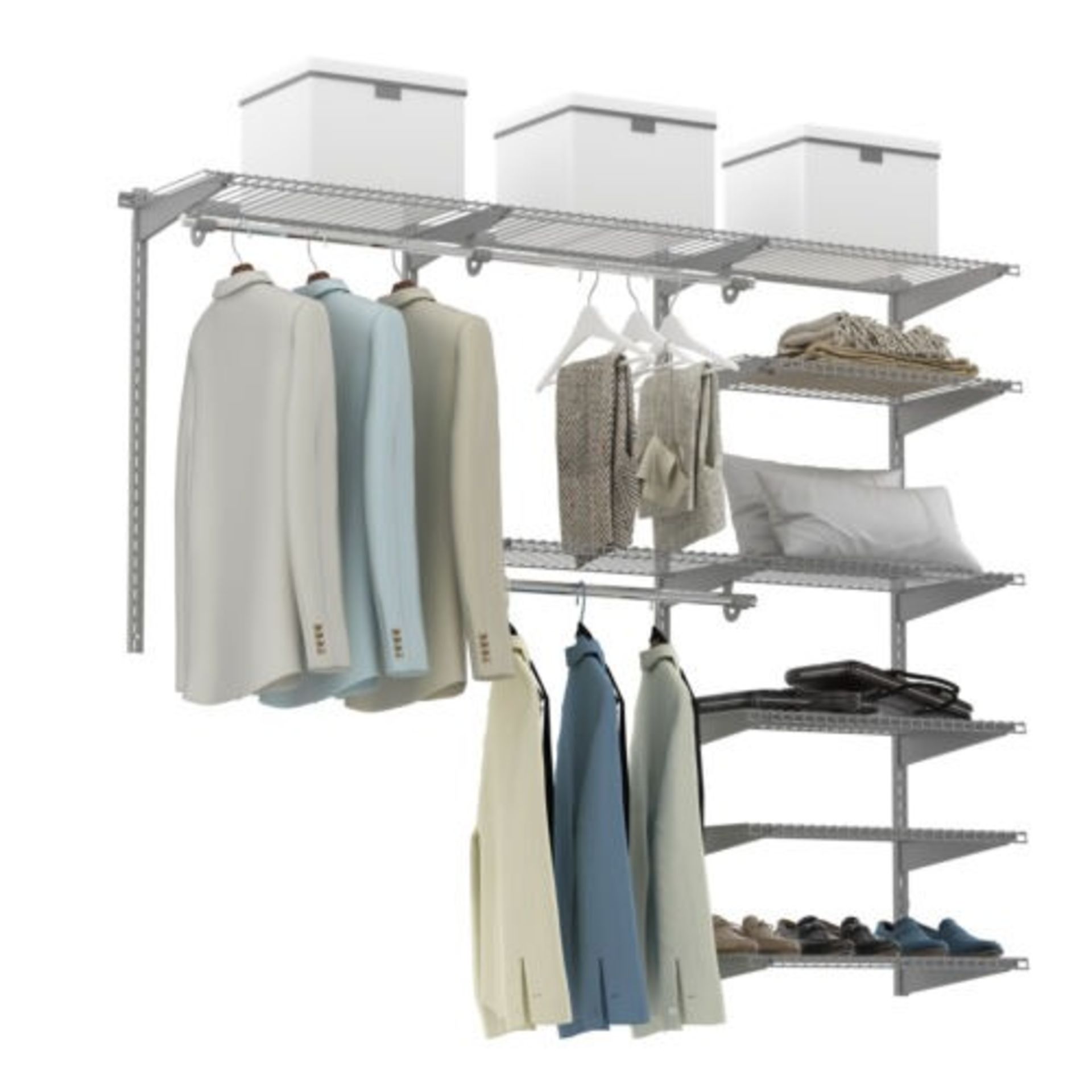 Wall-mounted Custom Closet Organizer Kit - Grey - ER53