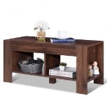 2-tier Wood Coffee Table Sofa Side Table with Storage Shelf - ER53