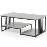 Faux Marble Coffee Table with Open Storage Shelf-Grey - ER54