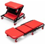 2-in-1 Foldable Under Car Creeper Rolling Creeper Stool Garage Work Padded Seat - ER54