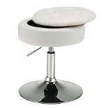 Vanity Stool Adjustable 360° Swivel Storage Makeup Chair with Removable Tray White - ER53