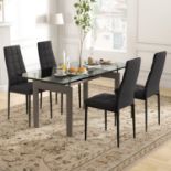 Set of 4 Fabric Dining Chairs Set with Upholstered Cushion - ER53