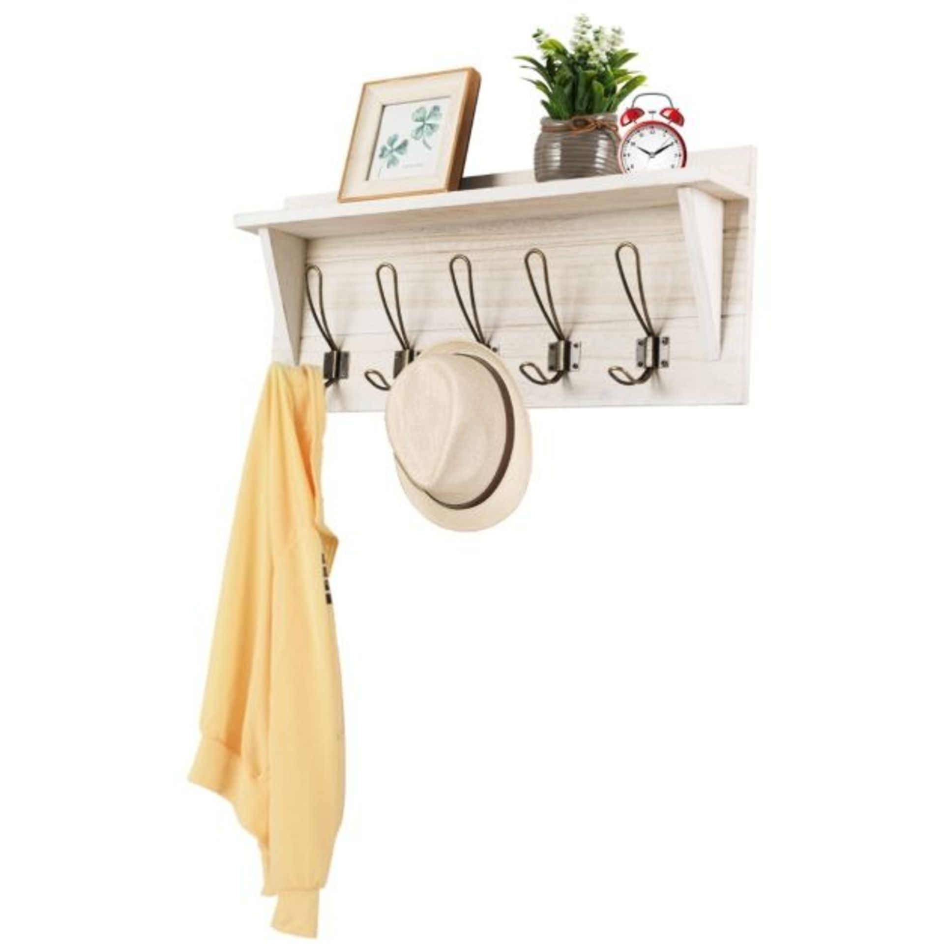 Wall-Mounted Coat Hooks with Shelf for Entryway - ER53