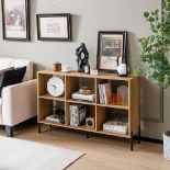 Tall Natural Engineered Wood 6-Cube Storage 2-Shelf Organizer - ER54