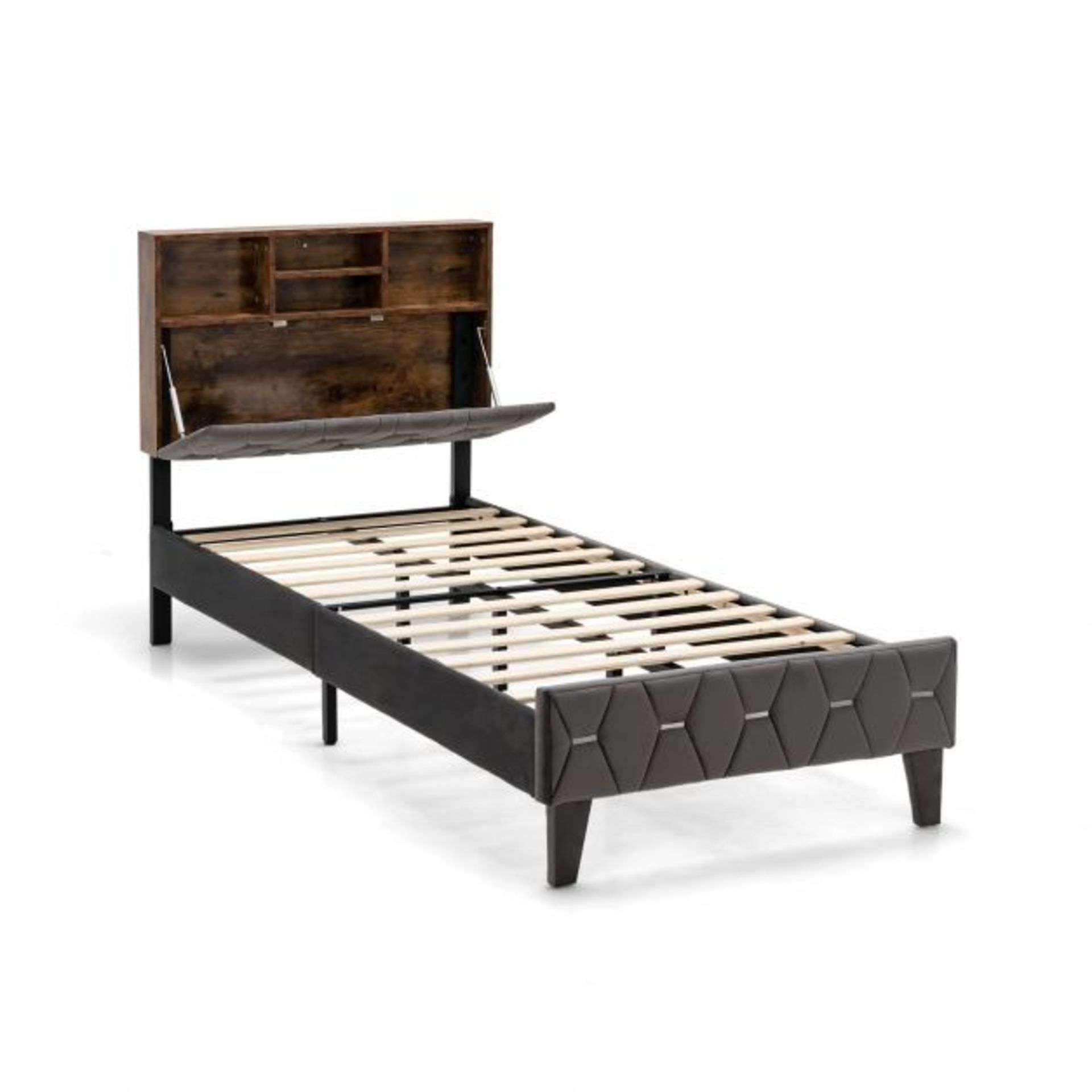 Single Frame with Storage Headboard and Slat Support - ER54