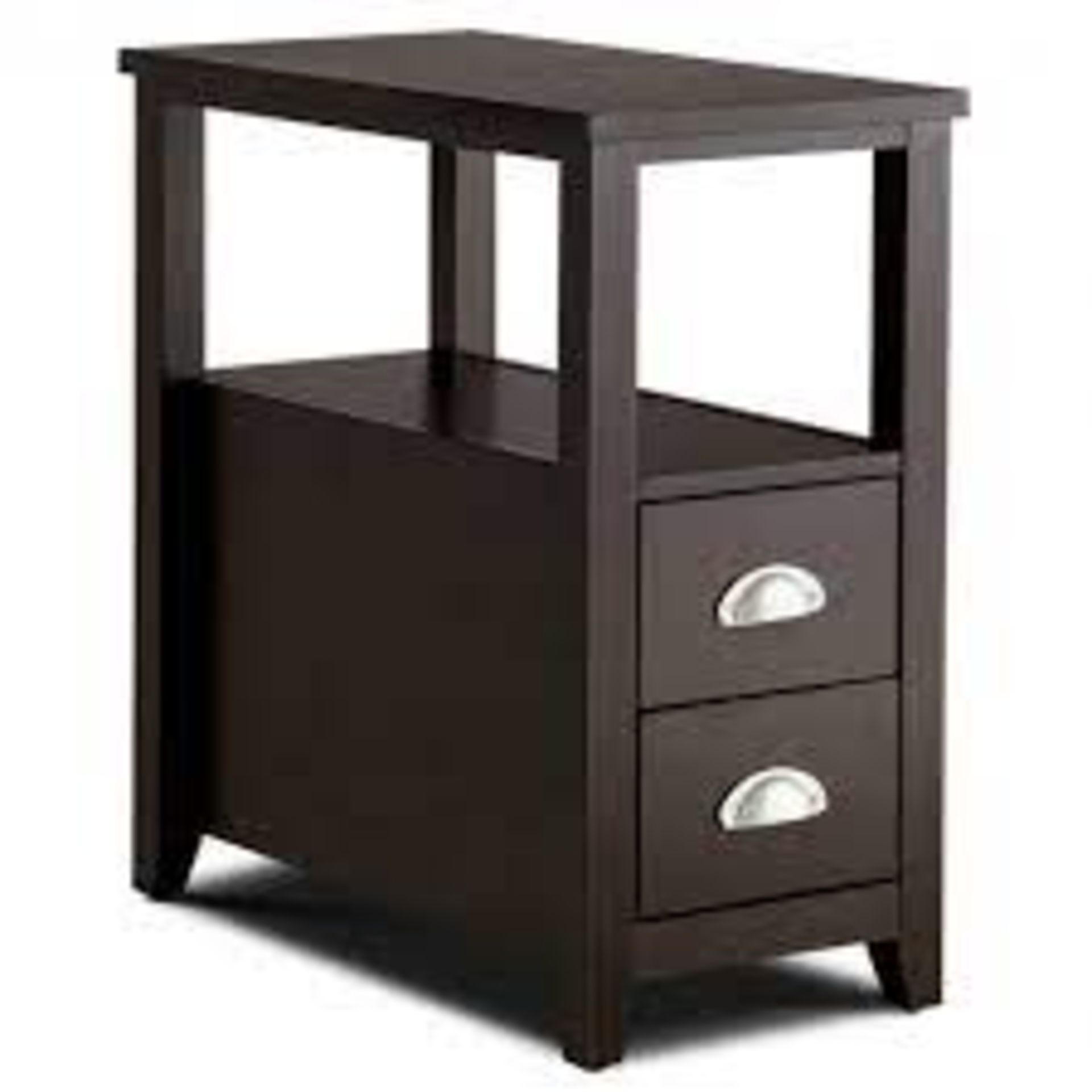 End Table Wooden With 2 Drawers And Shelf Bedside Table - ER53