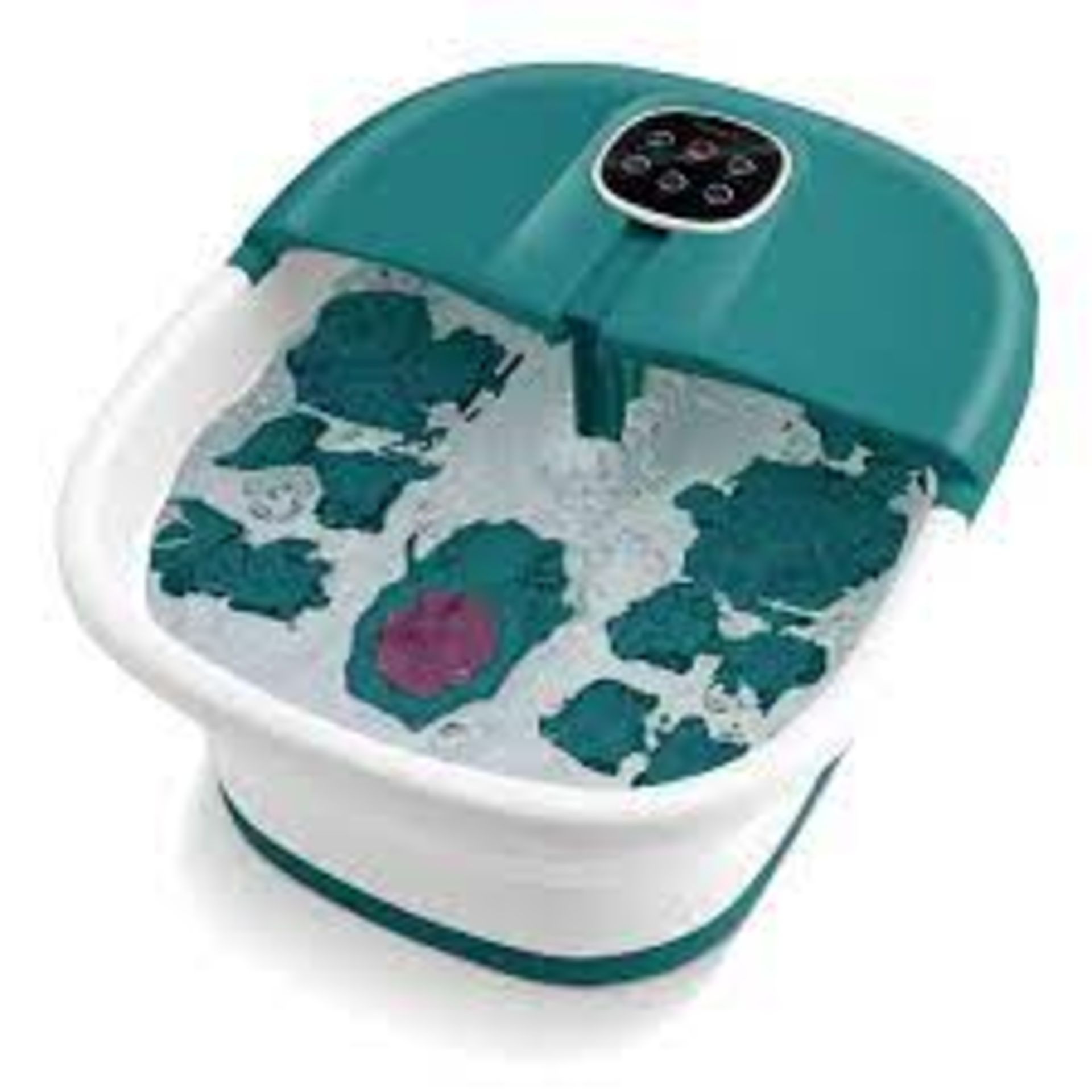 Foot Spa Bath Massager with Heat Bubbles and Remote Control-Teal Blue - ER53