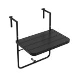 Folding Railing Table with 3-Level Adjustable Height for Patio-Black - ER54