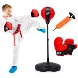 Punching Bag with Stand and Gloves, 81-122cm Height Adjustable Reflex Bag Kit - ER53