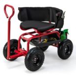Rolling Garden Cart with Adjustable Height and Tool Tray - ER53