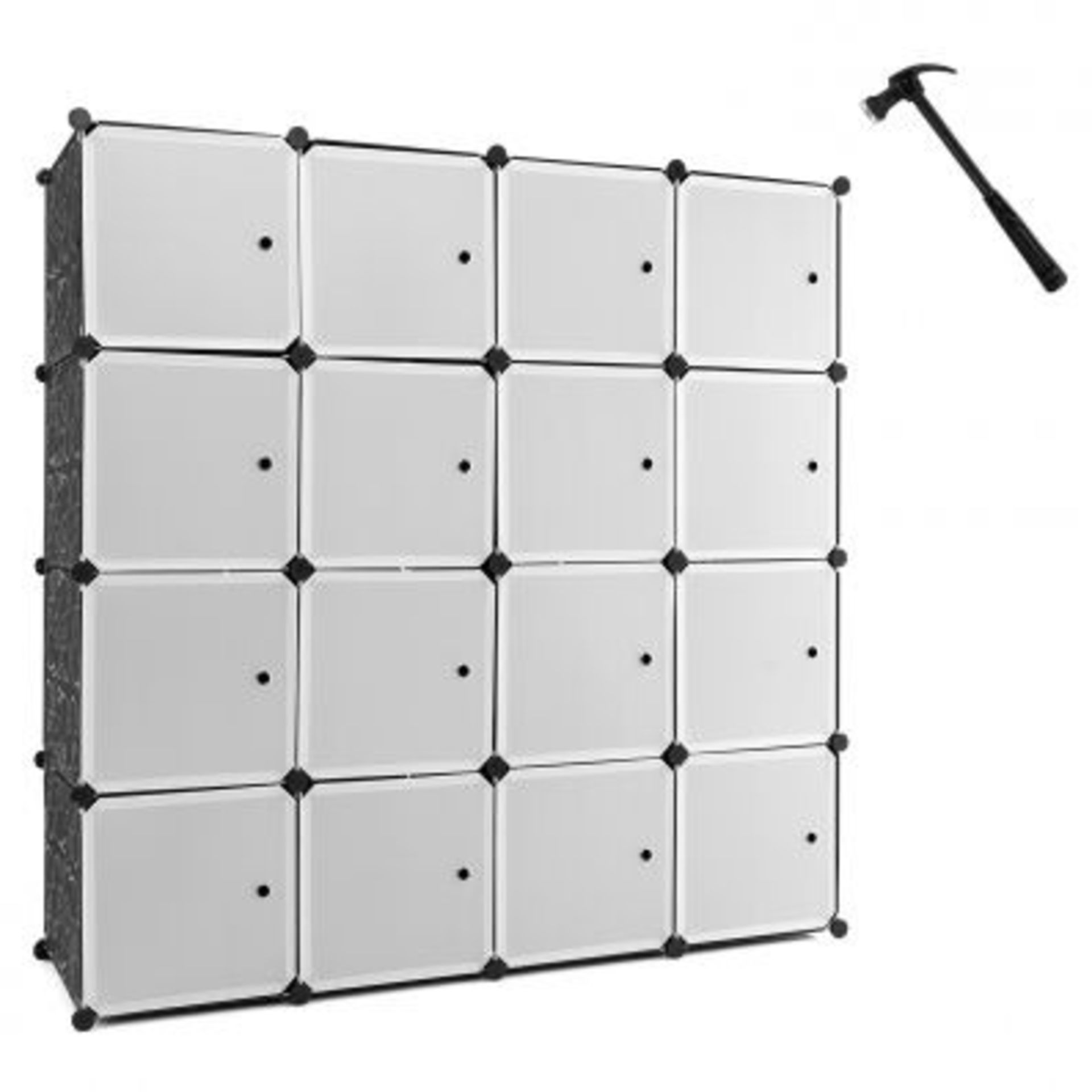 16 Cube Cabinet Storage Organizer with 2 Clothes Hanging Rails - ER54