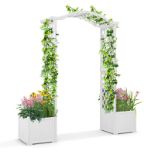 Garden Arbor with Planter, Wooden Planter Arch with Trellis - ER54