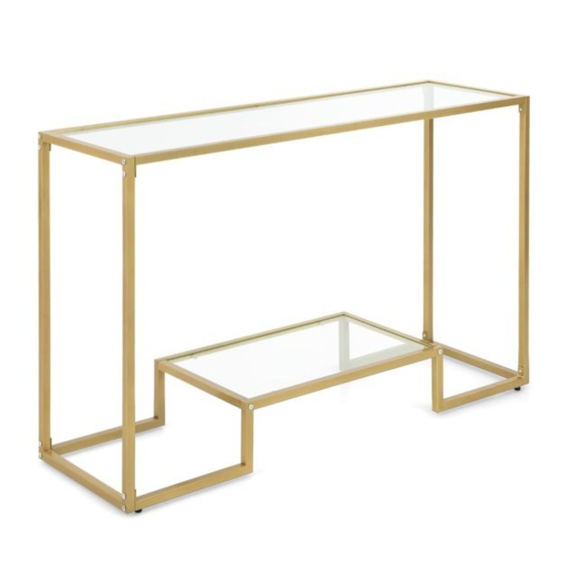 Entryway Hallway Table with Anti-Tipping Kit and Tempered Glass Shelves - ER54