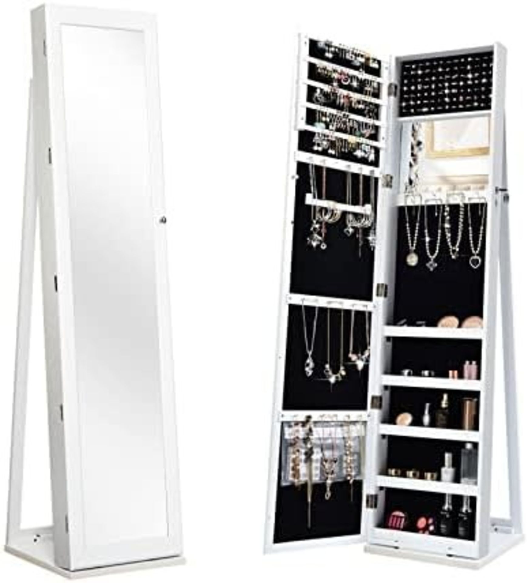 Multigot 3-in-1 Jewellery Cabinet, Free Standing Jewellery Armoire with Full Length Mirror - ER54